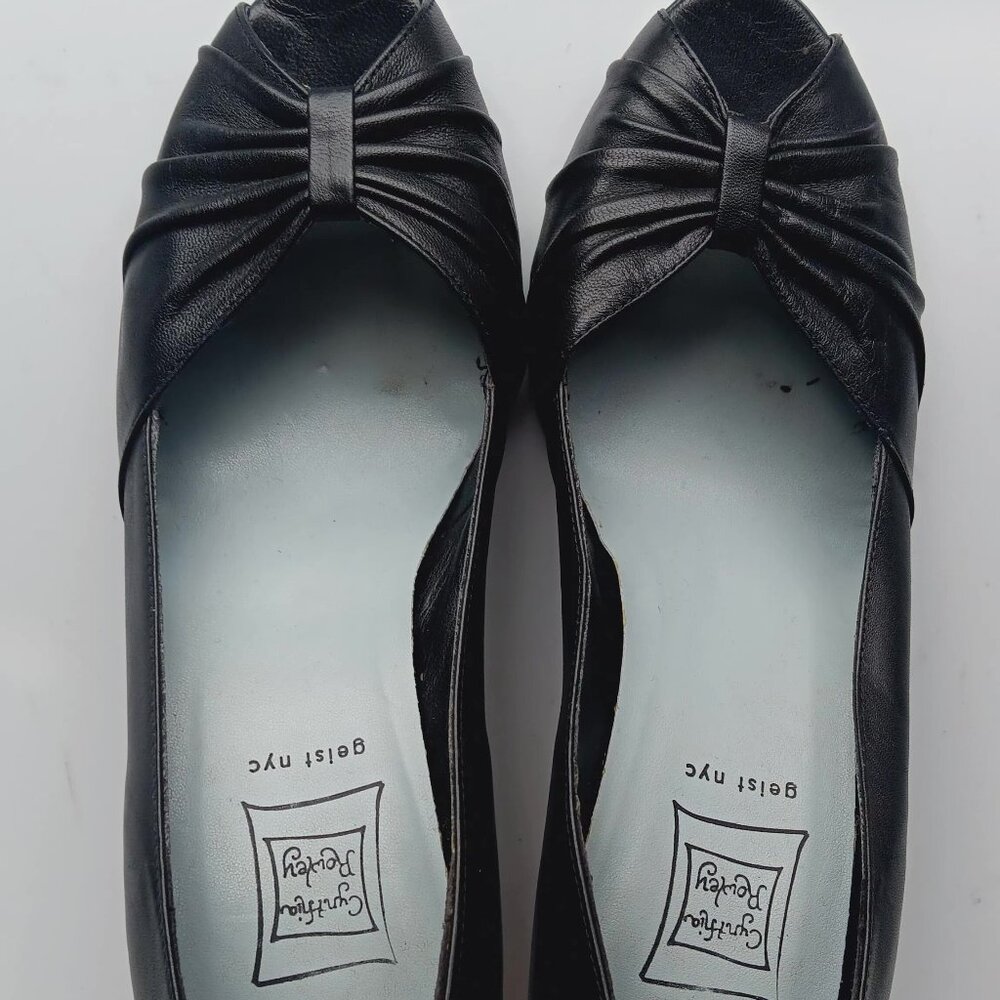 "Cynthia Rowley" black leather stilletos